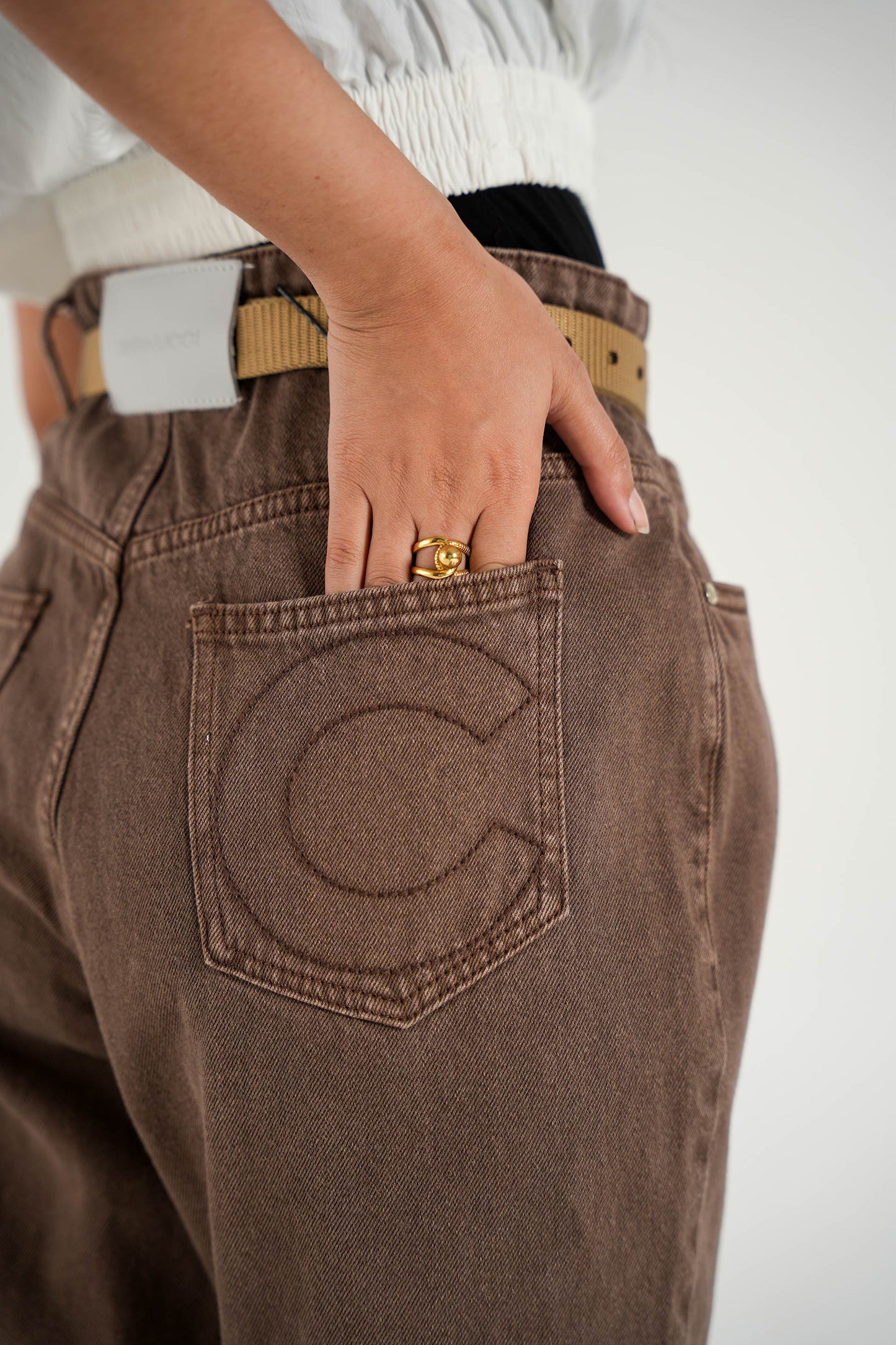 CERNUCCI CHOCLATE GUSSET PANNEL FLARE JEAN