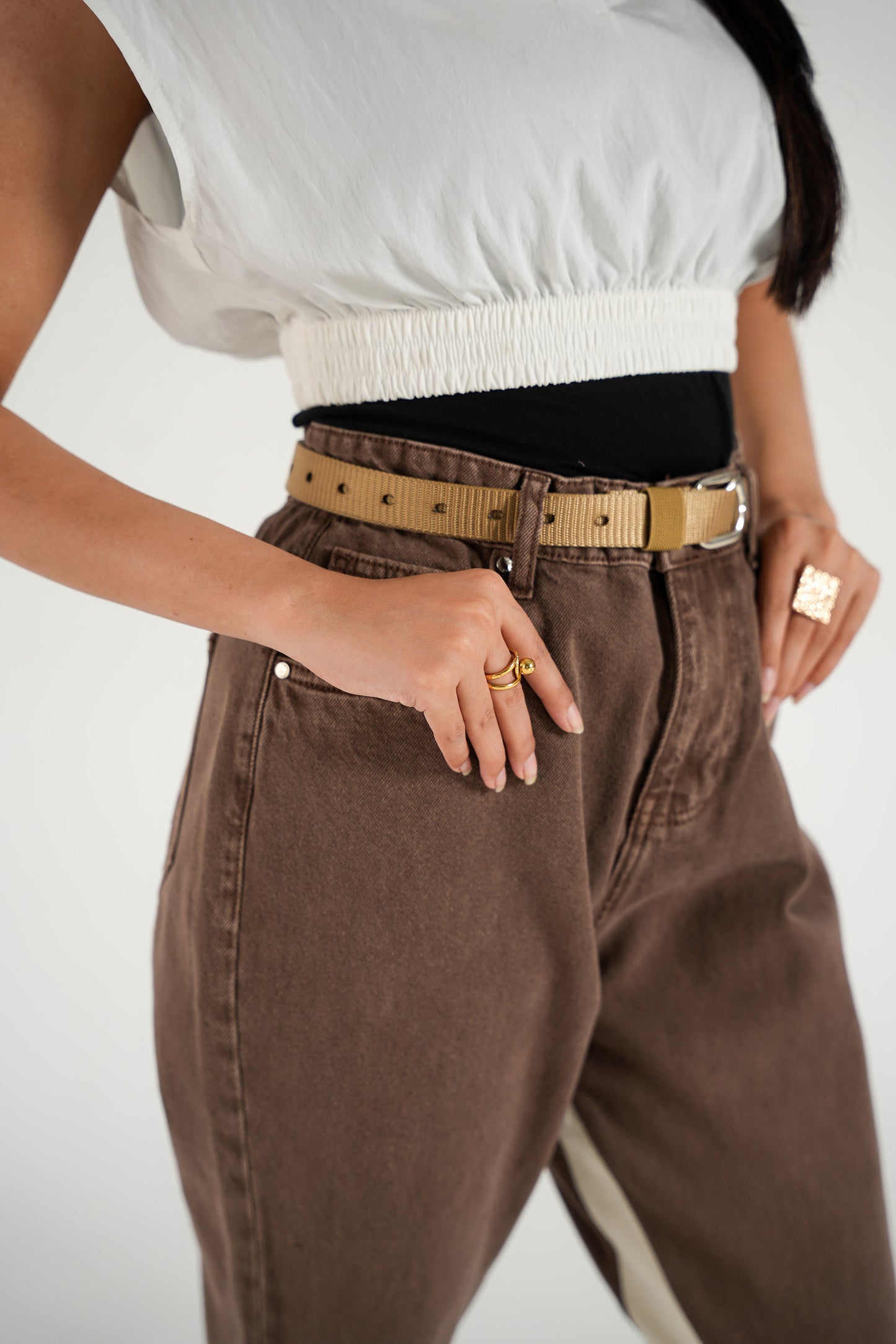 CERNUCCI CHOCLATE GUSSET PANNEL FLARE JEAN